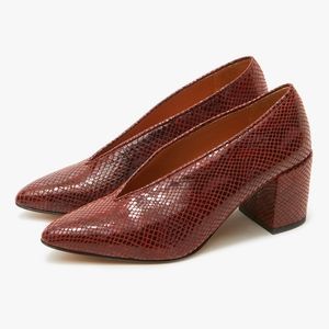 Ganni Block Heel Dorris Snake Skin Pumps